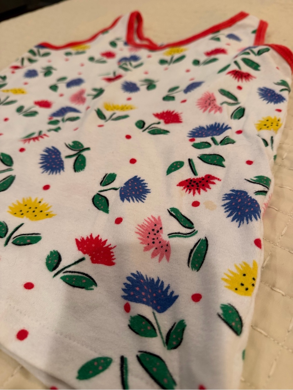 MS. Casuals Floral Girls Tank Top with Red Trim - Picture 4 of 4